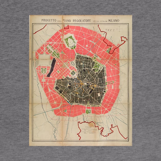 Vintage Map of Milan Italy (1884) by Bravuramedia